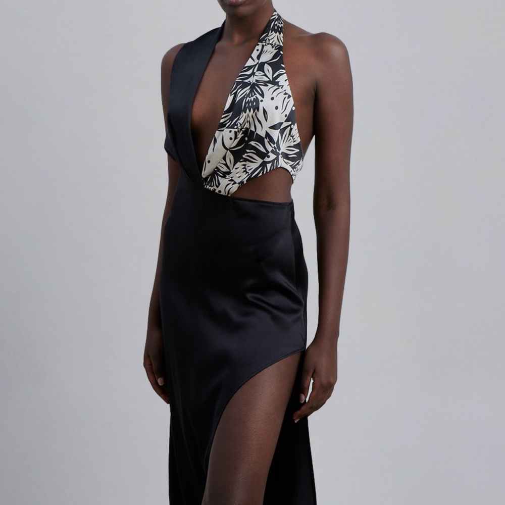 Silk Maison Color Block High Slit Dress